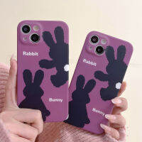 เคสมือถือลายกระต่ายสีดำสำหรับ Iphone14promax 13เคสซิลิโคนลายการ์ตูน11กันกระแทก12