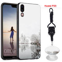 มาใหม่ล่าสุดเคสซิลิโคนนิ่มสำหรับโทรศัพท์เคสสำหรับหัวเหว่ย Huawei P20มีขาตั้งโทรศัพท์ลวดลายและเชือกเหมือนกัน