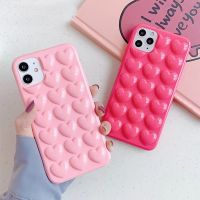 [Phone case]แฟชั่น3D หัวใจรักกรณีโทรศัพท์สำหรับ iPhone 11 Pro 12 Pro Max มินิ XS Max XR X 7 8บวก SE 2020ลูกอมสี Soft TPU ปกหลัง