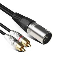 2X Audio RCA Cable 2RCA Male to XLR 3 Pin Male Cannon Amplifier Mixing Plug AV Cable XLR to Dual RCA Cable 2M