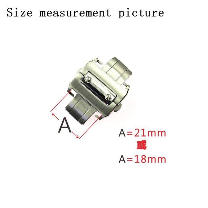 อุปกรณ์เสริมนาฬิกา-18-มม-21-มม-หัวเข็มขัดแบบพับได้สำหรับ-cartier-waterproof-clasp-santos100-stainless-steel-double-press-butterfly-buckle