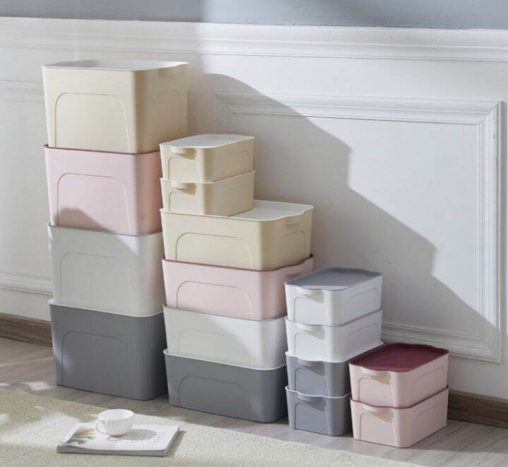 Storage Box Shelf Organizer Plastic Container Stackable (Set of 4