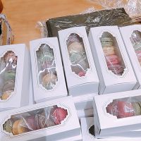 CW 10pcs MacaroonsPackaing Cookie Boxes With Window Transparent PackingDessertChocolate PackageFor Bakery​