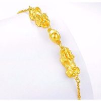 ▣❇ Japanese and Korean fashion all-match imitation Vietnamese sand gold glossy bead bracelet womens gold-plated euro coin bracelet long-lasting color