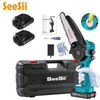 SEESII เลื่อยยนต์หน้าจอดิจิตอลไร้สายขนาด6นิ้ว,เลื่อยยนต์ขนาดเล็กพลังสูง21V 750W ความเร็วแปรผันพร้อมแบตเตอรี่2ชิ้นเลื่อยยนต์แบบไร้แปรงถ่านจิ๊กซอว์ไม้ทรงกลม