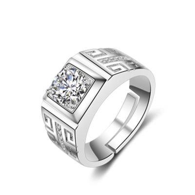Men`s Silver 925 Zircon Available Crystal Diamond Ring