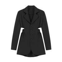 PERHAPS U Women Black White Blazer Hollow Out High Street C0312