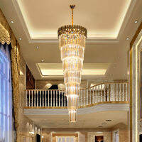 Modern Crystal Chandelier For Staircase Long Villa Hanging Light Fixture Large Home Decor LED Cristal Lamp