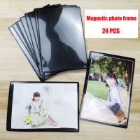 4R Pack of 24pcs 4x6 Round Corner Magnetic Photo Frame Refrigerator Fridge Photo Frames for fridge Office Cabinet Locker