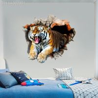 ◑ Broken Window 3d Tiger Wall Sticker Creative Animal 3d Tiger Stickers Pvc Waterproof And Beautifying Decoration Wall Decals