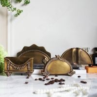 ✌❦ Manual Brass Tissue Box Creativity Sculpture Flowers Decor Napkin Holder European Western Restaurant Desktop Napkins Organizer