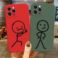 Funny Little People Couple Pattern Phone iPhone 13 11 12 Pro Max Mini 7 8 Plus SE 2020 X XR XS Max Candy Silicone Cute Cover