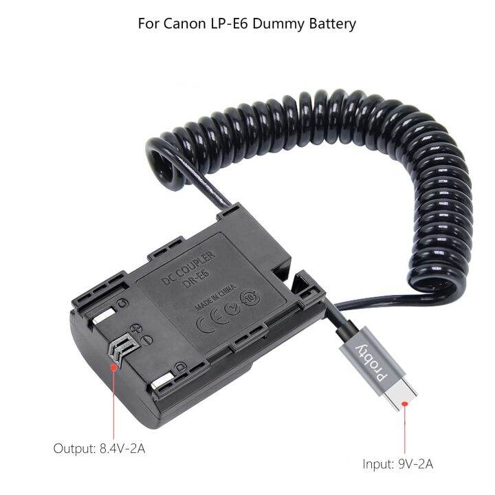 อะแดปเตอร์ไฟเอซีไฟฟ้ากระแสตรงประเภท-usb-c-เป็น-lp-e6แบตเตอรี่-lp-e6n-สำหรับ-canon-eos-5d-6d-7d-90d-80d-mark-ii-iii-iv-5ds-r-r5c-กล้อง