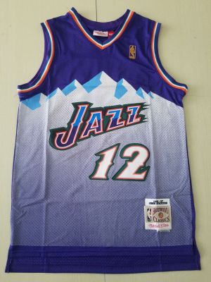 Ready Stock Shot Goods Mens 12 John Stockton Utah Jazz Mitchell Ness 1996-97 Hardwood Classics Swingman Jersey - Purple