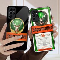 Jagermeister logo   Phone Case For Samung S23 S22 S21 Pro Ultra A13 A33 A53 NOTE 20 Black PC Glass Phone Cover Phone Cases