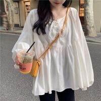 COD dhdfxcz Women Fashion Long Sleeve Vround Collar Loose Blouse