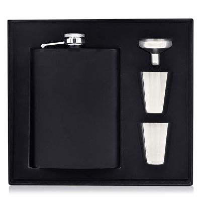 Hip Flask Set, 8 Oz Hip Flask with Funnel and 2 Small Glasses Portable Pocket Whiskey Flask for Men Bar Party