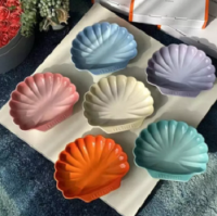 French Le Creuset Cool Color Ocean Series ขนาดกลาง23ซม./15ซม. Shell-Shaped แผ่นสโตนแวร์ขนมผลไม้ Plate