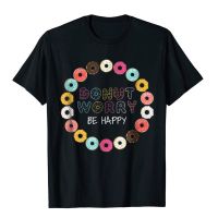 เสื้อยืดคอกลม แขนสั้น พิมพ์ลายโดนัท Worry Be Happy ทรงหลวม สําหรับผู้ชาย และผู้ใหญ่