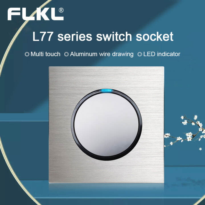 FLKL 13amp Wall Power Switch Silver Brushed Aluminum Panel Modern ...