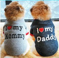 Small Dog Clothes Cute Puppy Cat Clothing Cotton T-shirt Chihuahua Pug Clothes Vest Spring Autumn Pet Costume I Love Daddy Mommy Clothing Shoes Access