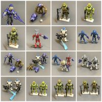 【Mega Construx Halo Bloks UNSC Marine Spartan Recon Getaway Arbiter Elite Ultra Building Block Brick Game Micro Acts Figure Toy