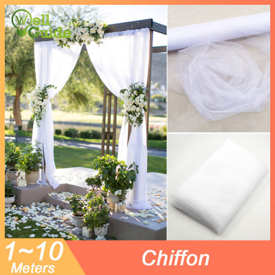 【 CW】160CM Width Wedding Arch Drape Sheer Crystal Wedding Tulle Chiffon Fabric Draping Curtain for Wedding Party Backdrop Decor 1-10M