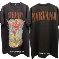 NIRVANA️เสื้อยืดผ้าฟอก Unisex Cotton  งานใหม่ ทำเก่า ผ้าฟอกเฟดนุ่ม ไร้ตะเข็บข้าง สกรีนจม หน้าหลัง ️️ เสื้อยืดคอกลม