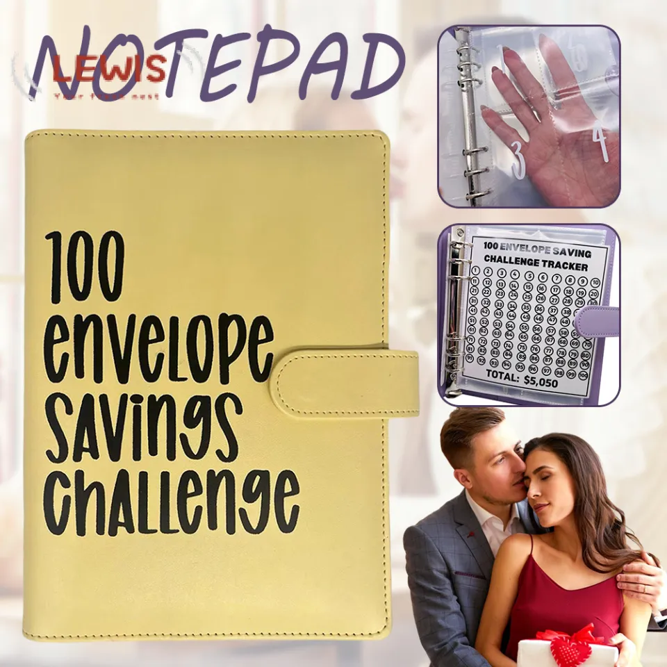 Lewis 100 Envelope Challenge Binder Budget Binder Savings Challenge Book  Planner Book【Fast delivery】