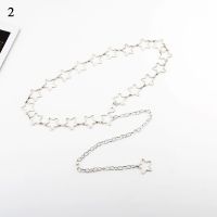 【CW】 Chain Belt Women Belt Waist Chain Clothes Belt Gold Silver Dress Waist Chain Narrow Metal Chain Long Tassel Stars Pentagram