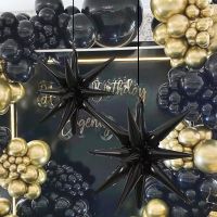 2PCS 22 inch Black Explosion Star Aluminum Film Balloon Birthday Party Decoration Balloon Adhesives Tape