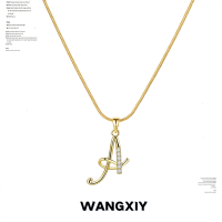 WANGXIY 24K Gold Cubic Zirconia Letter Pendant Necklace Jewelry