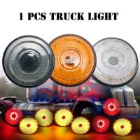 【CW】1PC Car Truck Trailer Rear Tail Brake Stop Marker Light Indicator 24 LED Round Reflector Dual Color 12V