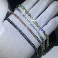 Vecalon 4 colors Tennis Bracelet Princess cut Cubic Zirconia White gold filled Party wedding Bracelets for women men Jewelry