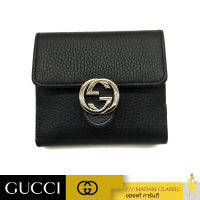 กระเป๋าสตางค์ GUCCI GG INTERLOCKING FRENCH FLAP WALLET (BLACK)