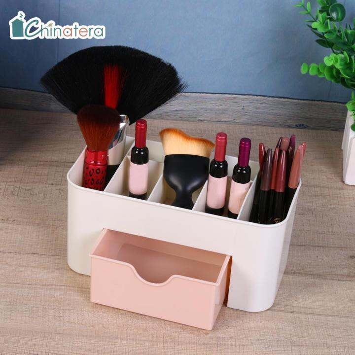 Chinatera] 6 Grid Storage Box Makeup Cosmetic Desktop Organizer Nordic  Style Storage Box with Drawer