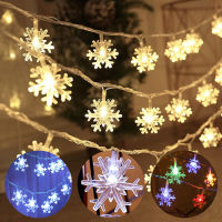 Christmas LED Snowflake String Battery Operated 3M 6M Garden Fairy Lights Outdoor Hanging Lamp Twinkle Lighting New Year Decor