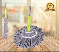 ม็อบไม้ถูพื้นด้ามแสตนเลส ผ้าถูทำความสะอากได้ดี Magic Mop(สีเทา)