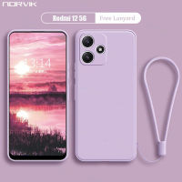 NORVIK เคสกันกระแทกเลนส์เคสโทรศัพท์สำหรับ Xiaomi Redmi 12 5G ฝาหลัง TPU แบบแบบนิ่มที่เป็นซิลิโคนเหลวขอบตรงพร้อมสายคล้อง N26-D2