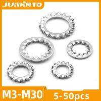 卍☾♟ JUIDINTO 5-50pcs Internal External Teeth Lock Washers Stainless Steel M3-M30 Metal Serrated Lock Washer