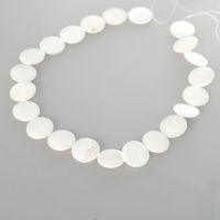 เปลือกหอยแท้ (mother-of-pearl) เม็ดกลมแบน (Flat Round) 18 mm. - (สีขาว)