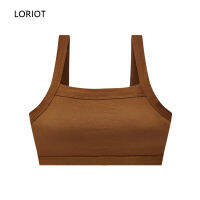 LORIOT เสื้อชั้นในสตรีเสื้อเอวลอยเสื้อทรงตรงถังท่อ Camisoles Sando เสื้อกล้ามคอสี่เหลี่ยมแขนกุดเซ็กซี่ลำลอง SA1528เกาหลี