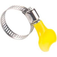 FuWell 15pcs Adjustable Yellow Plastic Handle Hand Twist Hose Clamps Worm Driving 16-38mm Stainless Steel Pipe Clips For Tube