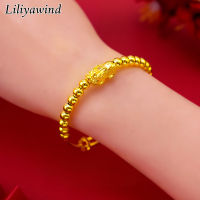 Liliyawind สร้อยข้อมือปี่เซียะ18K สีทอง Lucky Wealth สร้อยข้อมือปี่เซียะผิวด้าน