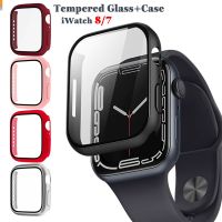 Case for Apple Watch Series 8 7 45mm 44mm 40mm iwatch 6 SE 5 4 3 42mm 38mm glass+cover Screen Protector Apple watch Accessories Screen Protectors