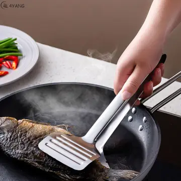 Stainless steel Roast Fish BBQ Tong Bread Meat Clip Kitchen Cooking Tool  barbecue grilled Steak Clamp Frying Spatula Fried Shove