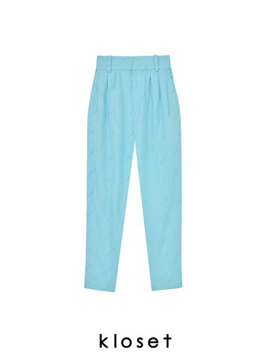 kloset-kloset-high-waist-pants-pf22-p007-กางเกงขายาว-กางเกงปักลาย-กางเกงผู้หญิง-กางเกงแฟชั่น