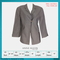 USED Anne Klein - Glossy Gray Blazer | เสื้อเบลเซอร์สีเทา เสื้อสูท เสื้อแจ็คเก็ต เสื้อคลุม แขนยาว ทำงาน ทรงใหญ่ สีพื้น แท้ มือสอง