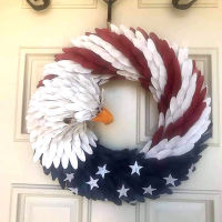 ใหม่10/15นิ้วทนทาน American Flag Eagle Shape Garland US Independence พวงหรีดรักชาติ Eagle พวงหรีดสำหรับด้านหน้าประตูตกแต่ง