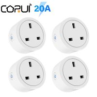 ❉ 20A UK Smart Plug TUYA WIFI Smart Socket With Power Monitor Voice Control Timing Plug Via Smart Life APP Alexa Google Assistant